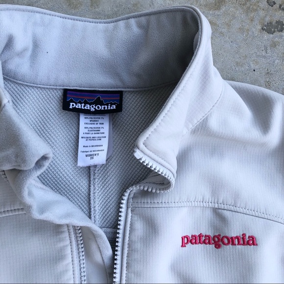 💸SOLD💸Patagonia Adze Jacket full zip Light gray Pink logo XS - Picture 2 of 6